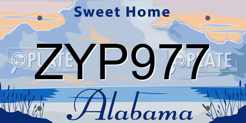 ZYP977 Alabama License Plate