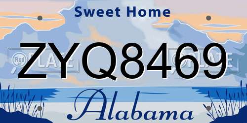 ZYQ8469 Alabama License Plate