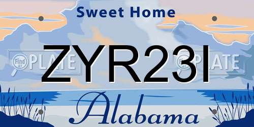 ZYR23I Alabama License Plate