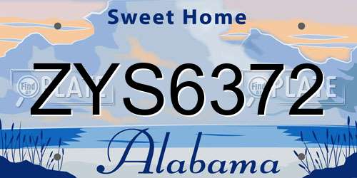 ZYS6372 Alabama License Plate