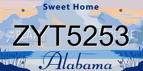 ZYT5253 Alabama License Plate