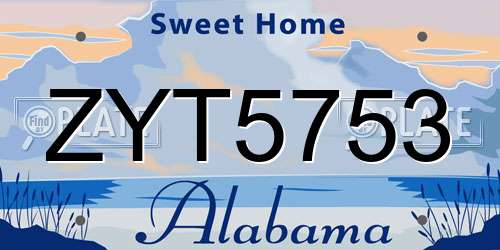ZYT5753 Alabama License Plate