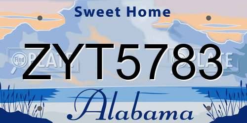 ZYT5783 Alabama License Plate