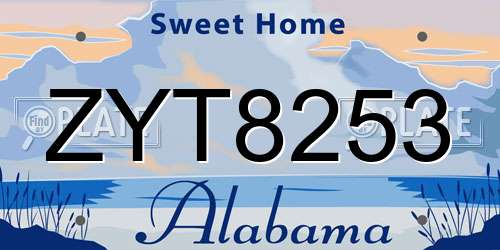 ZYT8253 Alabama License Plate