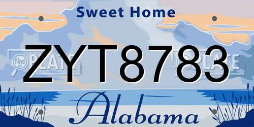 ZYT8783 Alabama License Plate
