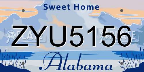 ZYU5156 Alabama License Plate