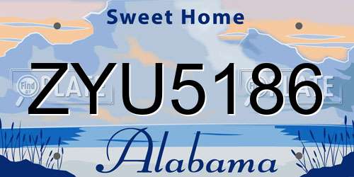 ZYU5186 Alabama License Plate