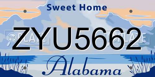 ZYU5662 Alabama License Plate