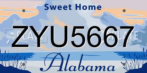 ZYU5667 Alabama License Plate