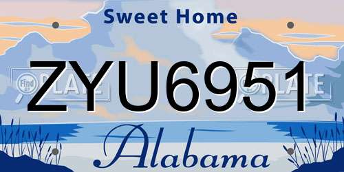 ZYU6951 Alabama License Plate