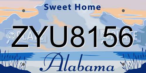 ZYU8156 Alabama License Plate