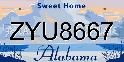 ZYU8667 Alabama License Plate
