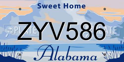 ZYV586 Alabama License Plate