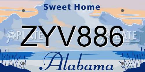 ZYV886 Alabama License Plate