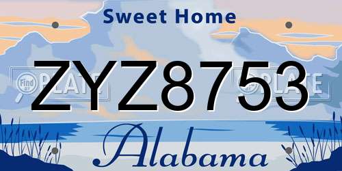 ZYZ8753 Alabama License Plate