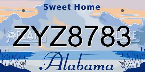 ZYZ8783 Alabama License Plate