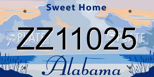 ZZ11025 Alabama License Plate