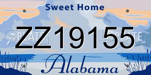 ZZ19155 Alabama License Plate