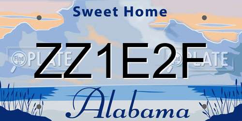 ZZ1E2F Alabama License Plate