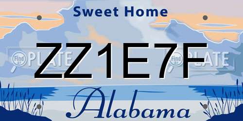 ZZ1E7F Alabama License Plate