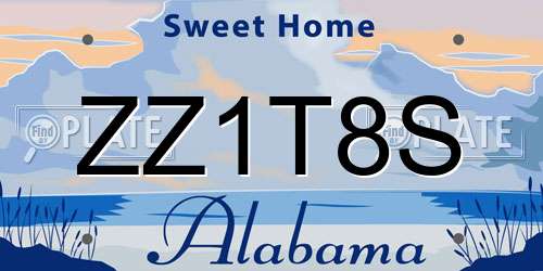 ZZ1T8S Alabama License Plate