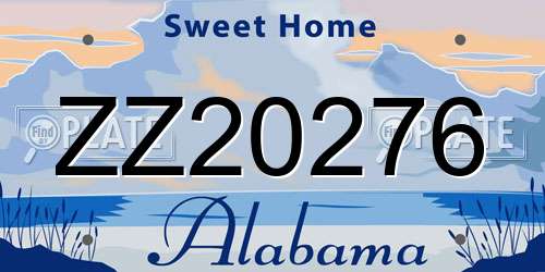 ZZ20276 Alabama License Plate