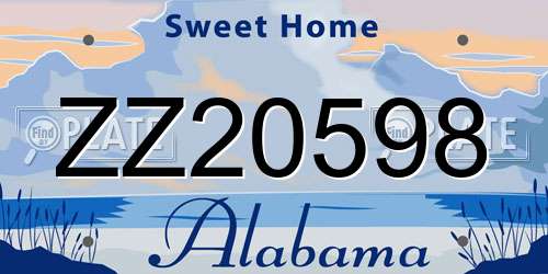 ZZ20598 Alabama License Plate