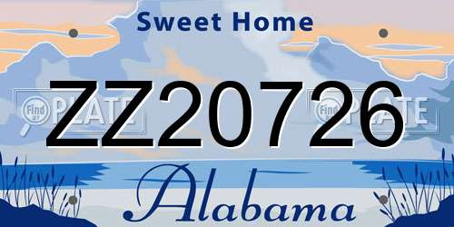 ZZ20726 Alabama License Plate