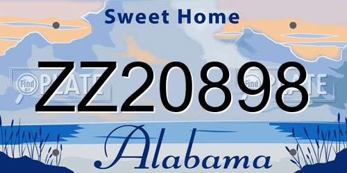ZZ20898 Alabama License Plate