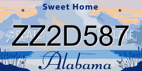 ZZ2D587 Alabama License Plate