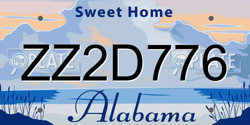 ZZ2D776 Alabama License Plate