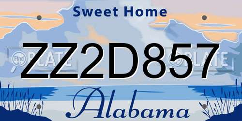 ZZ2D857 Alabama License Plate