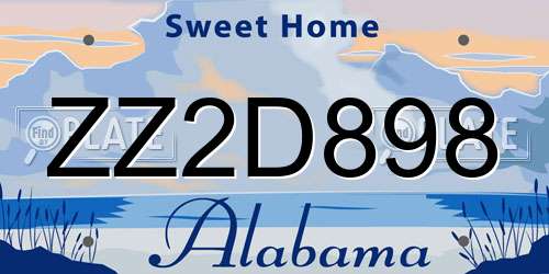 ZZ2D898 Alabama License Plate