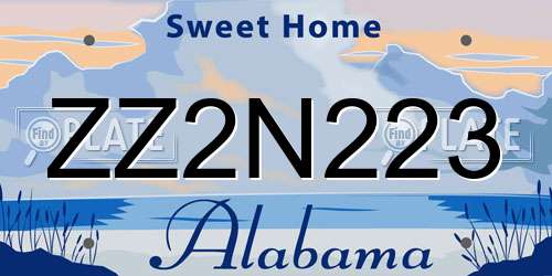 ZZ2N223 Alabama License Plate