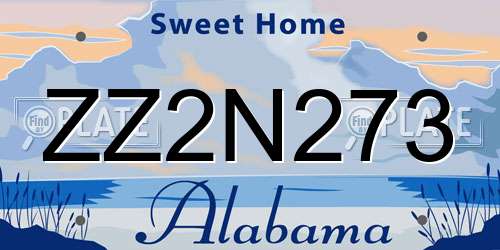 ZZ2N273 Alabama License Plate
