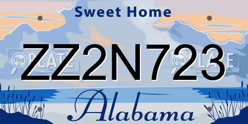 ZZ2N723 Alabama License Plate