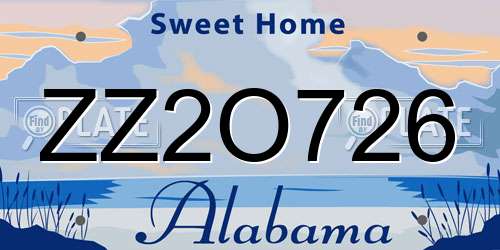 ZZ2O726 Alabama License Plate