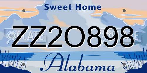 ZZ2O898 Alabama License Plate