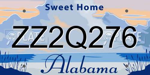 ZZ2Q276 Alabama License Plate
