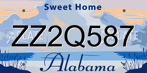 ZZ2Q587 Alabama License Plate