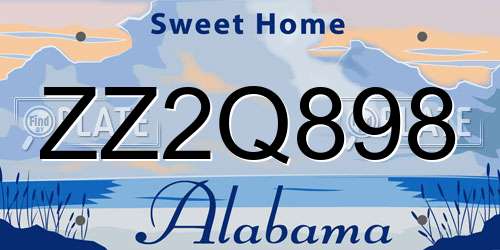 ZZ2Q898 Alabama License Plate