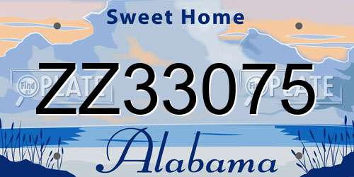 ZZ33075 Alabama License Plate