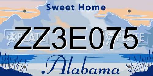 ZZ3E075 Alabama License Plate