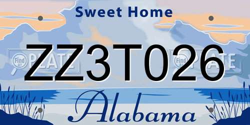 ZZ3T026 Alabama License Plate