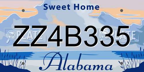 ZZ4B335 Alabama License Plate