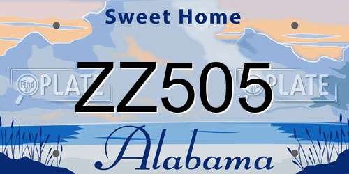 ZZ505 Alabama License Plate