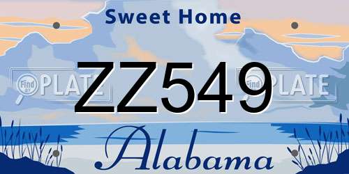 ZZ549 Alabama License Plate