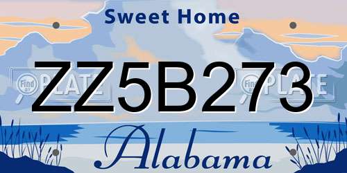 ZZ5B273 Alabama License Plate