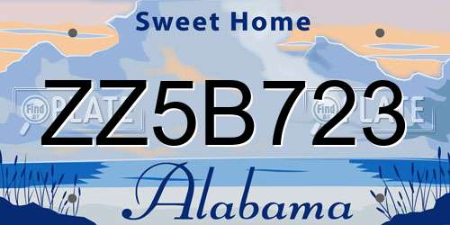 ZZ5B723 Alabama License Plate
