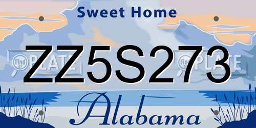 ZZ5S273 Alabama License Plate